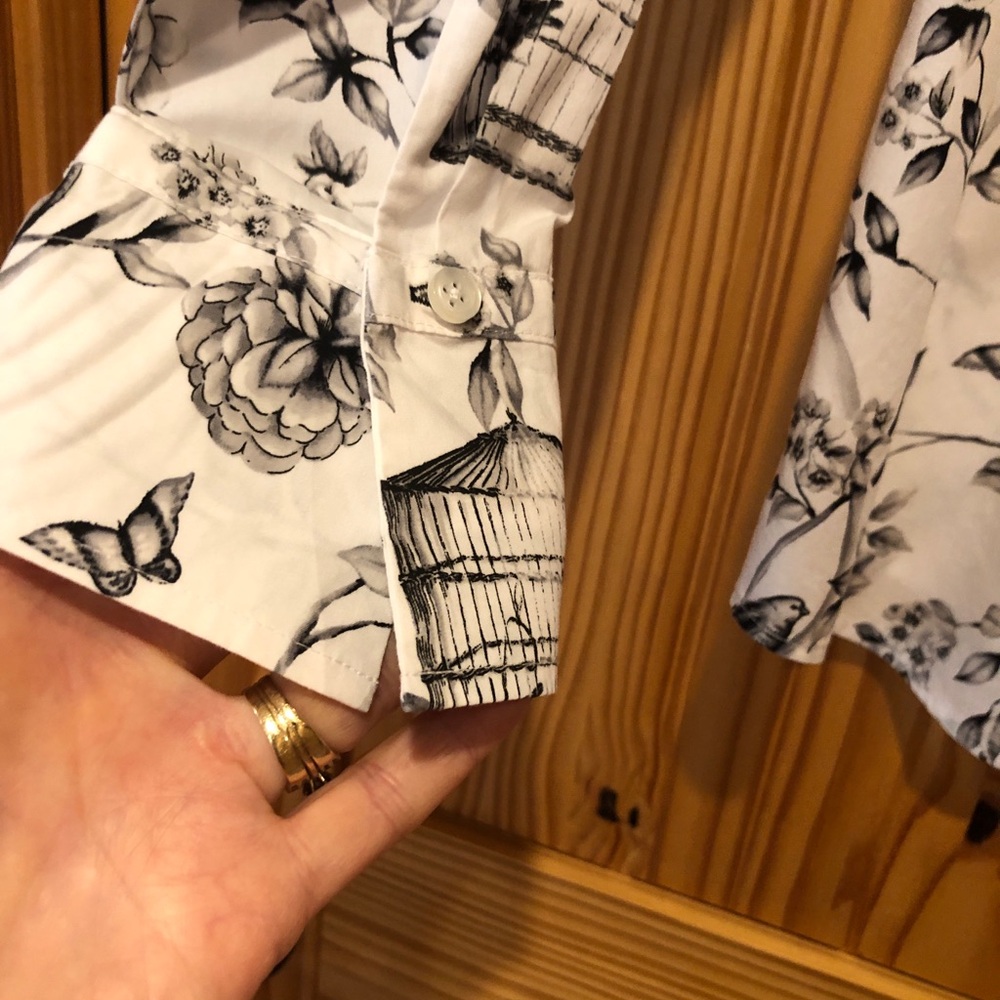 Talbots Petites B & W Blouse - Picture 4 of 6